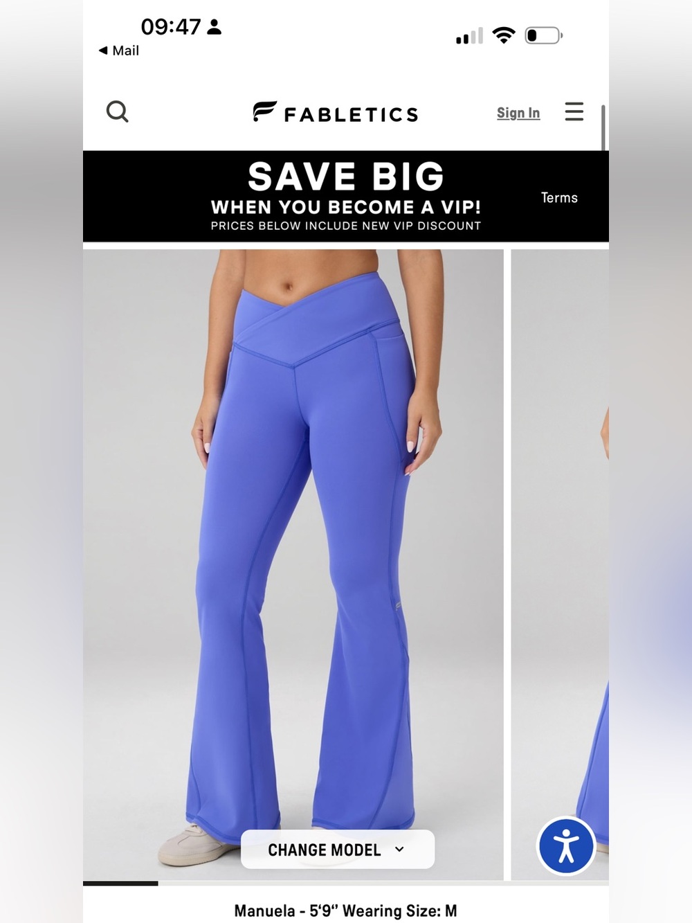 Fabletics Blue-Violet V-Waist Flare Leggings